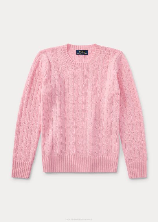 karmel pink børn Ralph Lauren den ikoniske kabelstrikkede kashmirtrøje Z426B6207