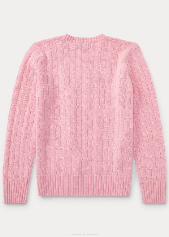 karmel pink børn Ralph Lauren den ikoniske kabelstrikkede kashmirtrøje Z426B6207