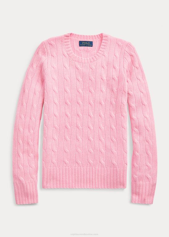 karmel pink børn Ralph Lauren kabelstrikket kashmirtrøje Z426B7192