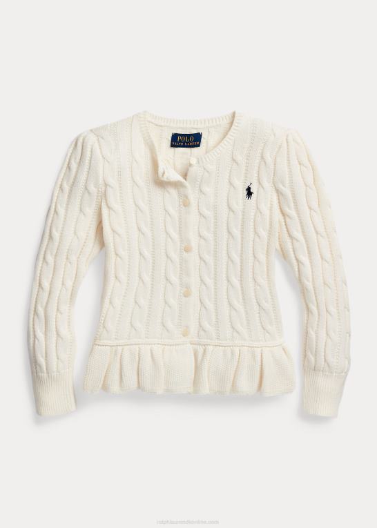 klubhus crm m/raffineret børn Ralph Lauren kabelstrikket peplum cardigan i bomuld Z426B9992