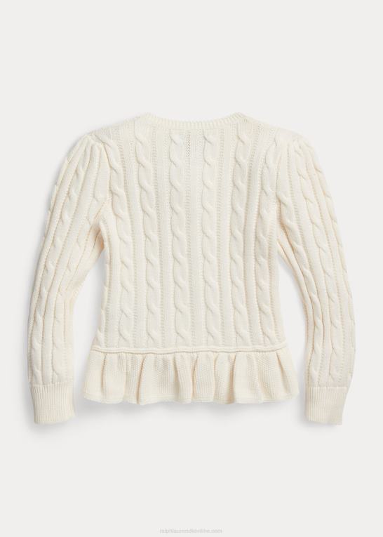 klubhus crm m/raffineret børn Ralph Lauren kabelstrikket peplum cardigan i bomuld Z426B9992