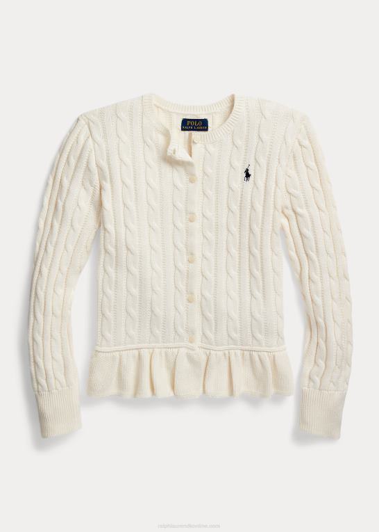 klubhus crm m/raffineret børn Ralph Lauren kabelstrikket peplum cardigan i bomuld Z426B9999