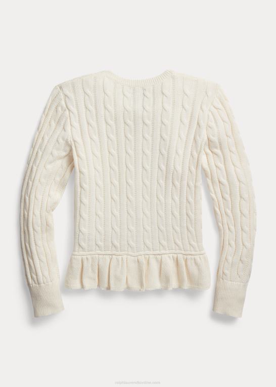 klubhus crm m/raffineret børn Ralph Lauren kabelstrikket peplum cardigan i bomuld Z426B9999