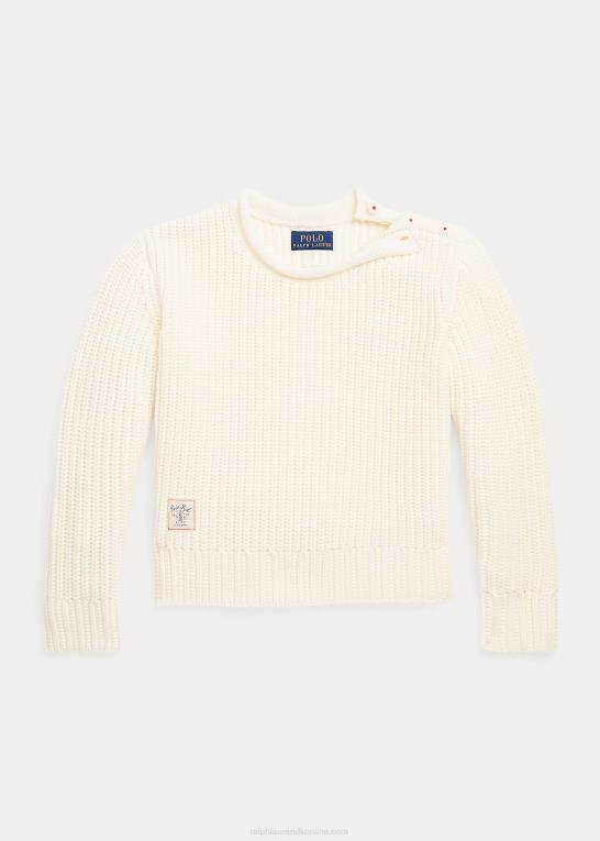 klubhuscreme børn Ralph Lauren bomuldstrøje med rullekrave Z426B7454