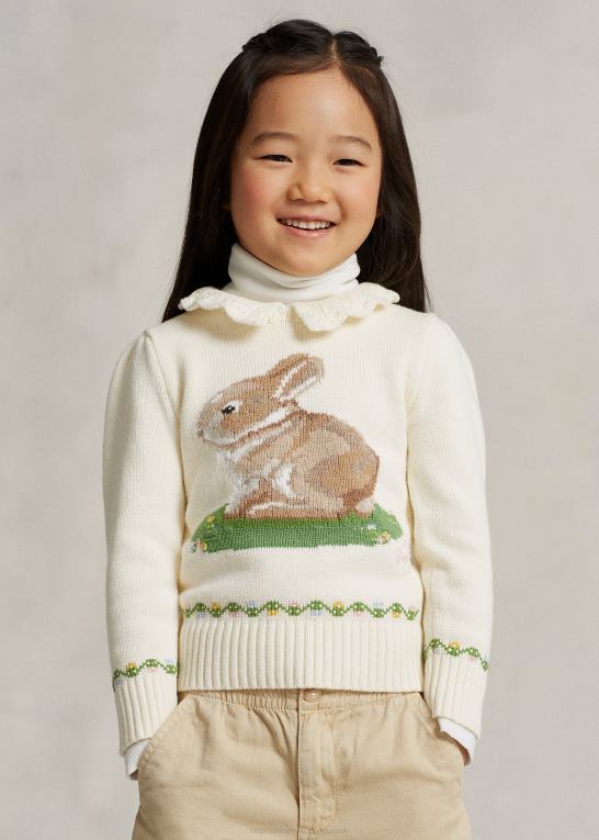klubhuscreme børn Ralph Lauren kaninsweater i bomuld til måne nytår Z426B6733