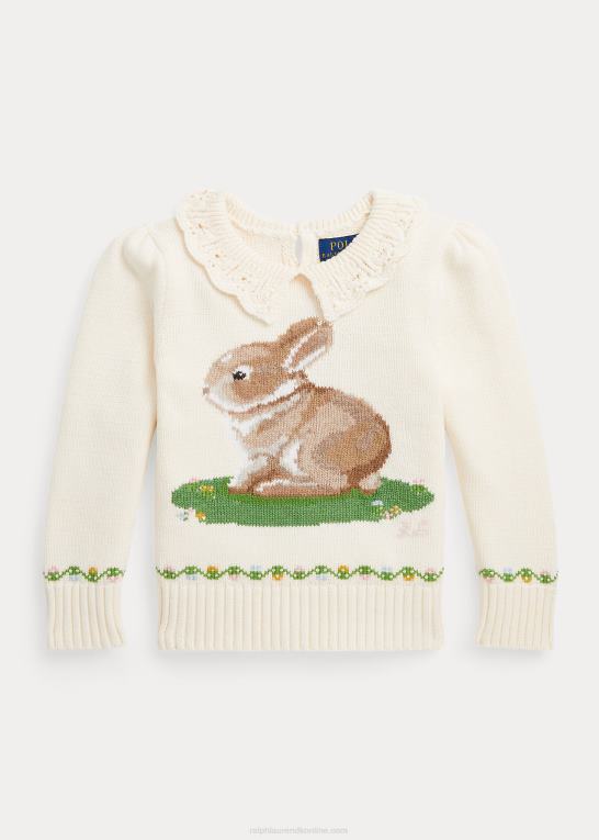 klubhuscreme børn Ralph Lauren kaninsweater i bomuld til måne nytår Z426B6733