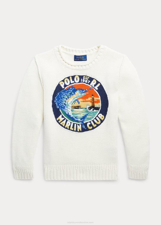 klubhuscreme børn Ralph Lauren marlin bomuldstrøje Z426B9767