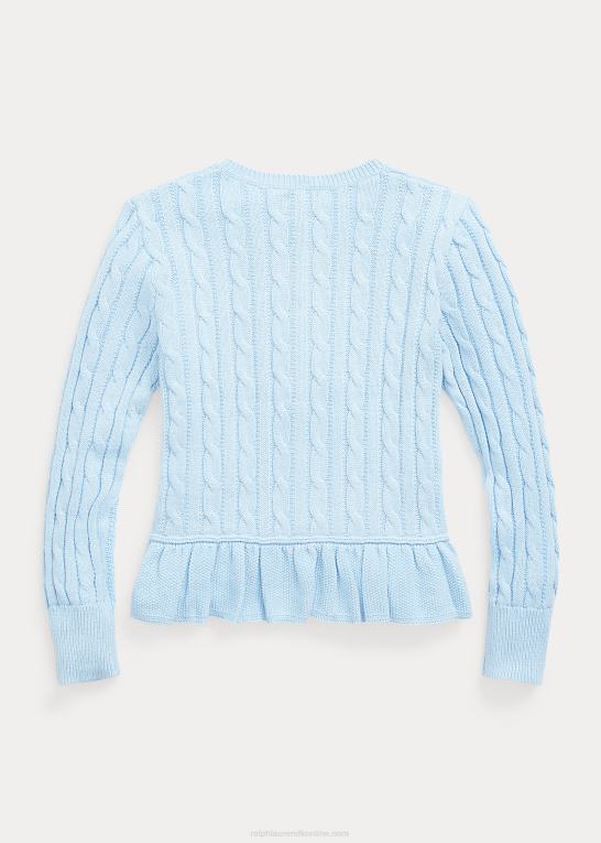 kontor blå/nevis børn Ralph Lauren kabelstrikket peplum cardigan i bomuld Z426B7552