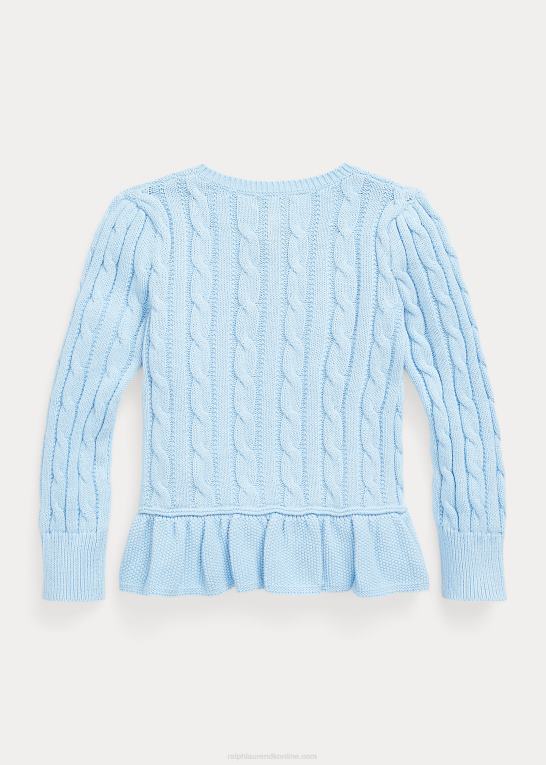kontor blå/nevis børn Ralph Lauren kabelstrikket peplum cardigan i bomuld Z426B9993