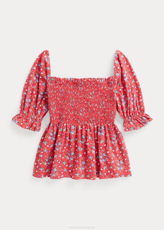 landet messe blomster børn Ralph Lauren blomstret smocket jerseytop i bomuld Z426B7153