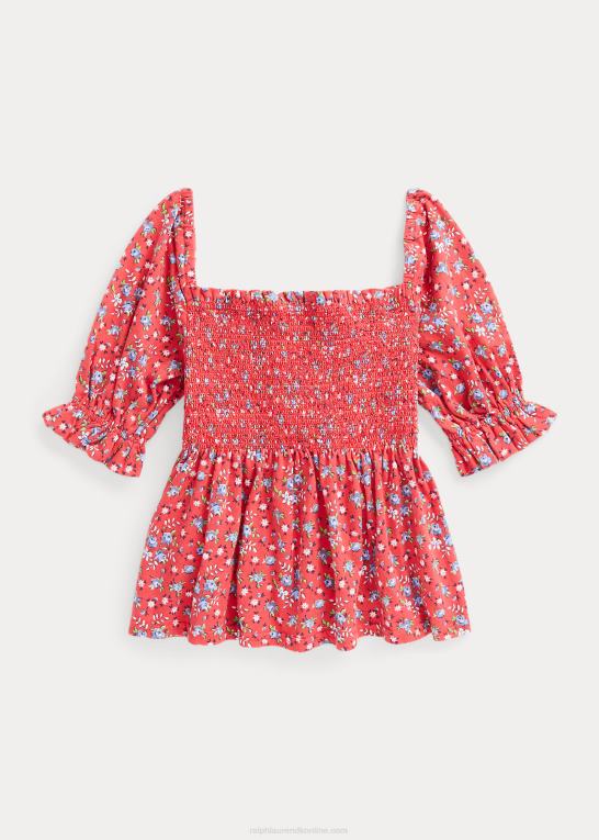 landet messe blomster børn Ralph Lauren blomstret smocket jerseytop i bomuld Z426B7153