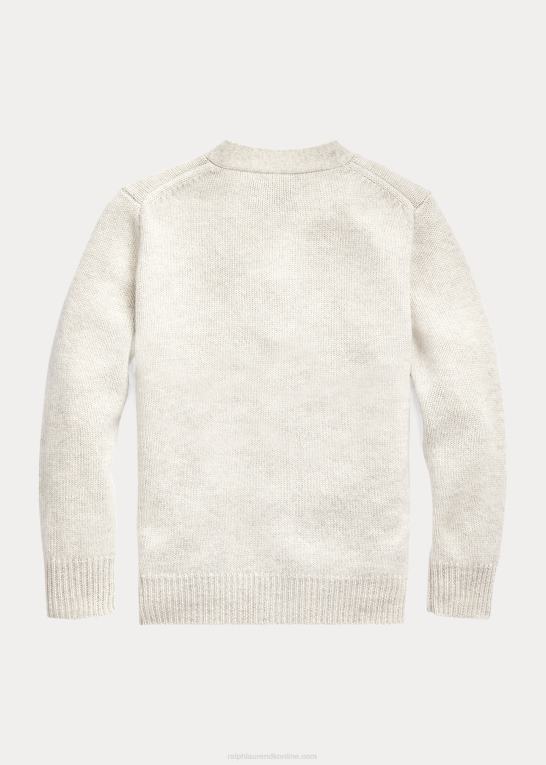 lysegrå lyng børn Ralph Lauren cardigan i kashmir med v-hals Z426B5934