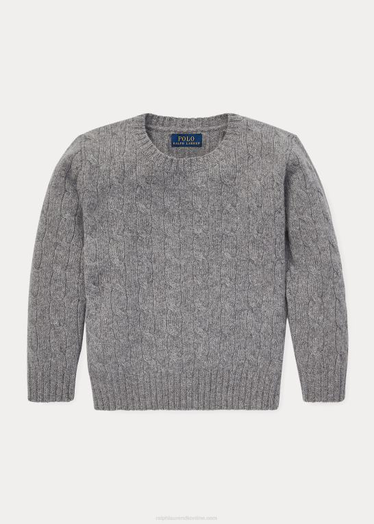 lysegrå lyng børn Ralph Lauren den ikoniske kabelstrikkede kashmirtrøje Z426B5728
