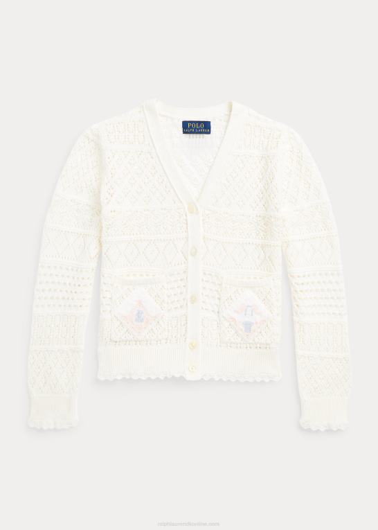 nevis børn Ralph Lauren pointelle-strikket cardigan i bomuld Z426B6851