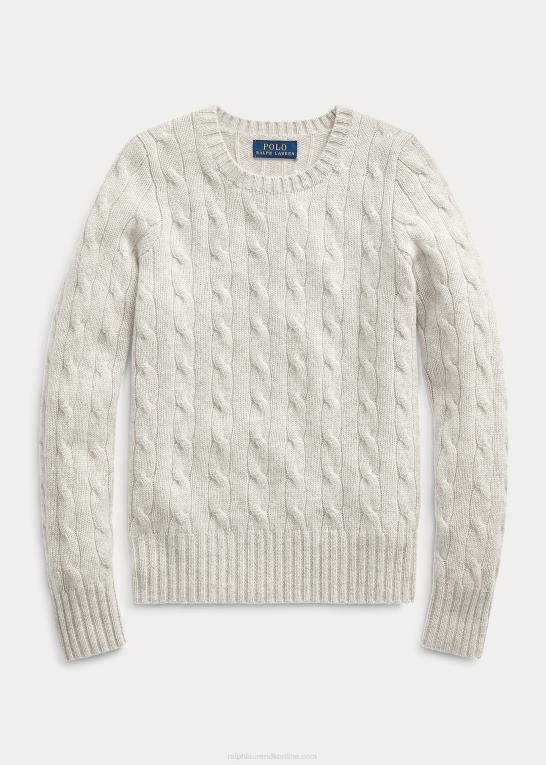 ny grå lyng børn Ralph Lauren kabelstrikket kashmirtrøje Z426B7198