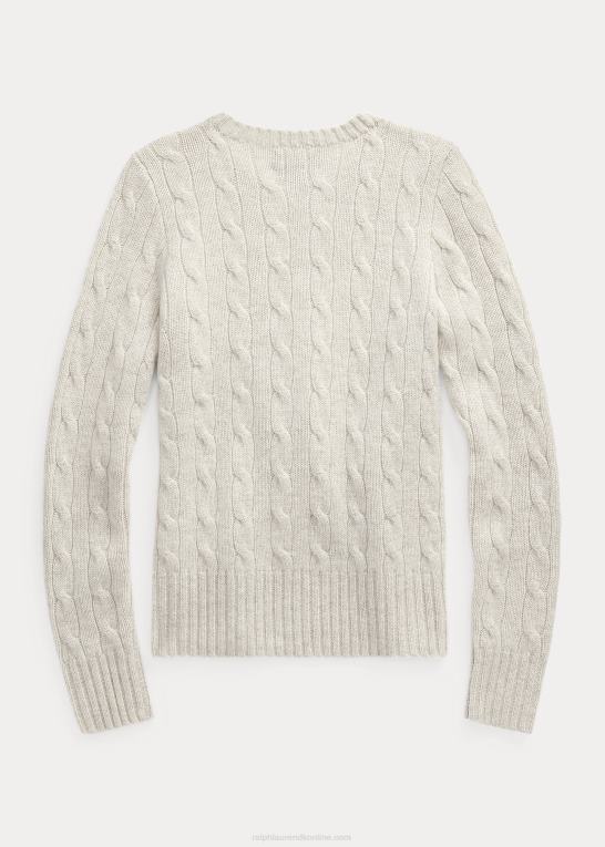 ny grå lyng børn Ralph Lauren kabelstrikket kashmirtrøje Z426B7198