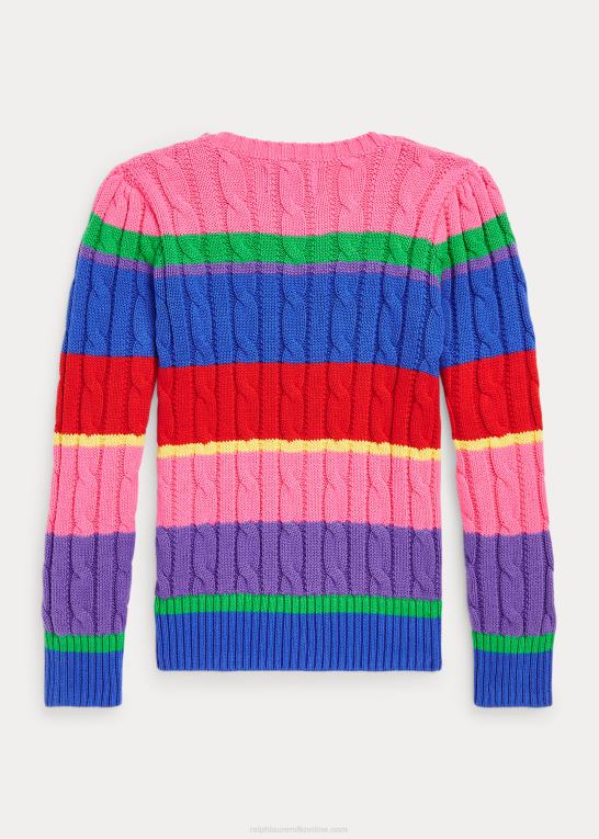 ny iris multi børn Ralph Lauren stribet kabelstrikket bomuldstrøje Z426B6885