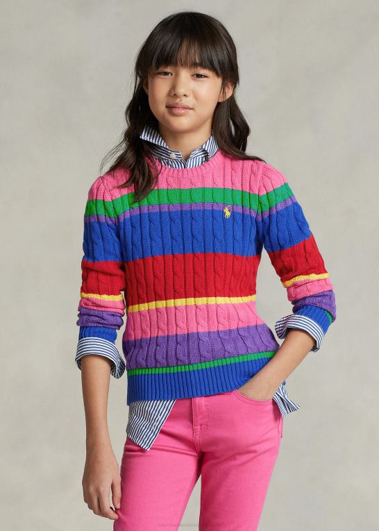 ny iris multi børn Ralph Lauren stribet kabelstrikket bomuldstrøje Z426B6973
