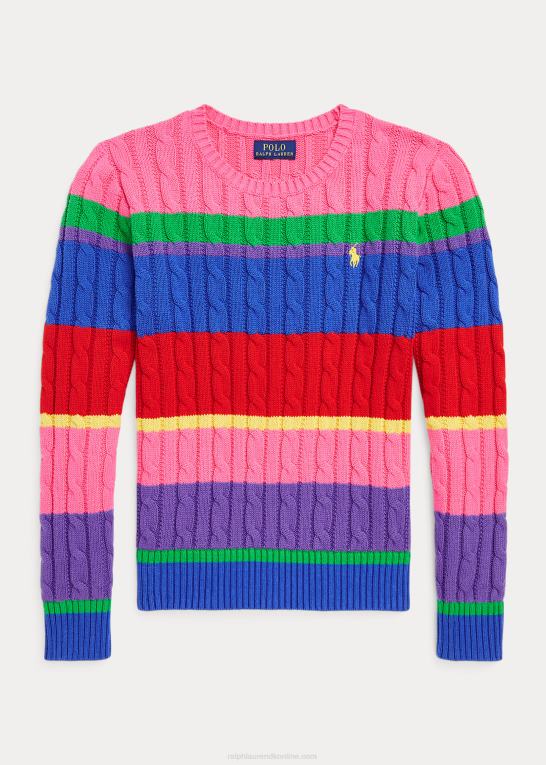 ny iris multi børn Ralph Lauren stribet kabelstrikket bomuldstrøje Z426B6973