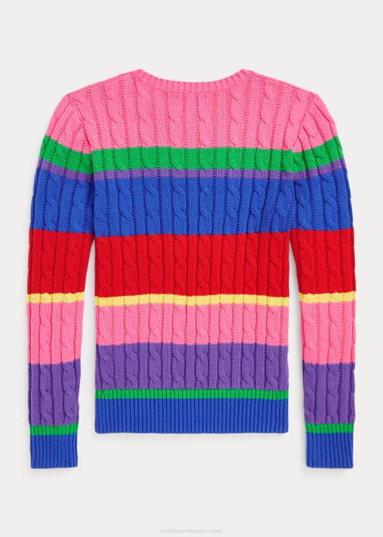 ny iris multi børn Ralph Lauren stribet kabelstrikket bomuldstrøje Z426B6973