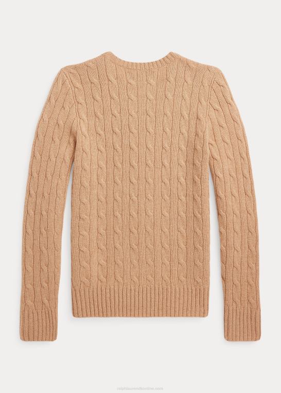 ny kamel melange børn Ralph Lauren den ikoniske kabelstrikkede kashmirtrøje Z426B6206