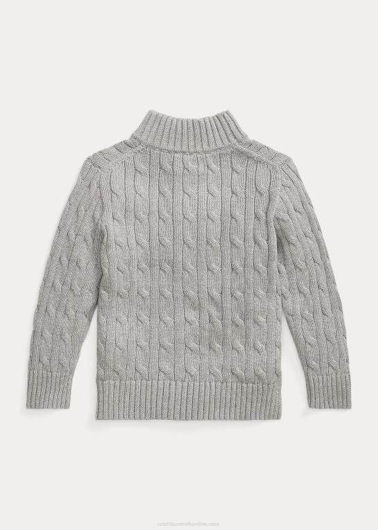 og over lyng børn Ralph Lauren kabelstrikket bomuldstrøje med kvart lynlås Z426B6510