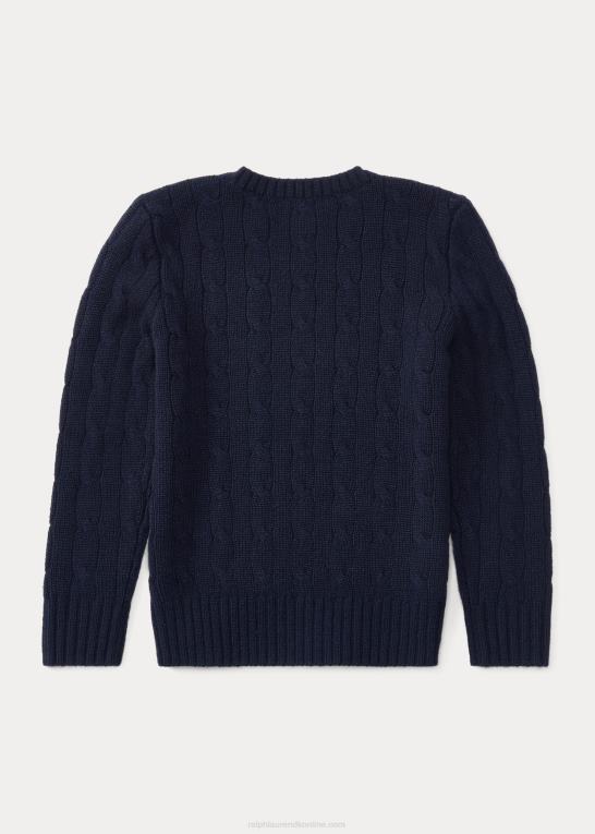 raffineret flåde børn Ralph Lauren den ikoniske kabelstrikkede kashmirtrøje Z426B5725