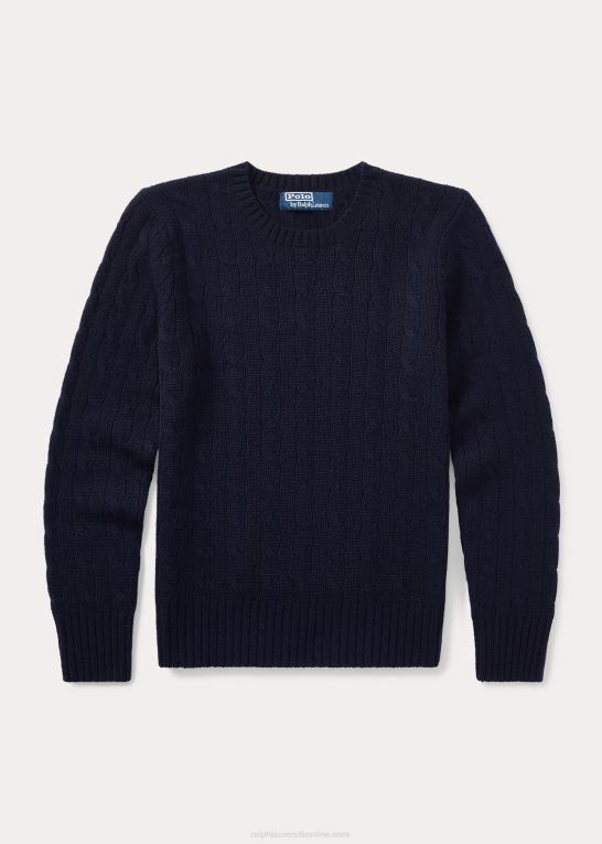 raffineret flåde børn Ralph Lauren den ikoniske kabelstrikkede kashmirtrøje Z426B6214