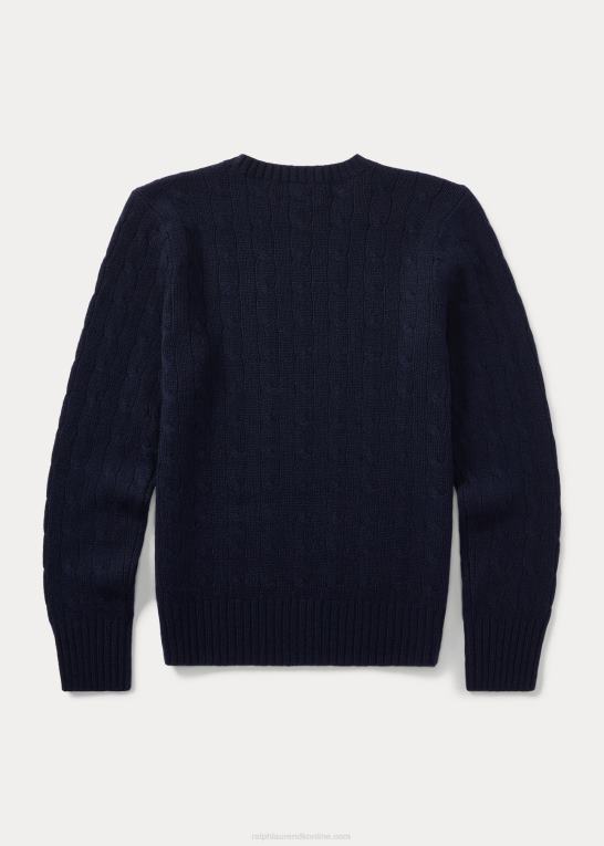 raffineret flåde børn Ralph Lauren den ikoniske kabelstrikkede kashmirtrøje Z426B6214
