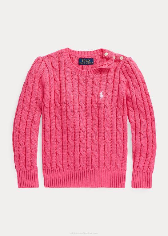 ørken pink børn Ralph Lauren kabelstrikket bomuldstrøje Z426B7389