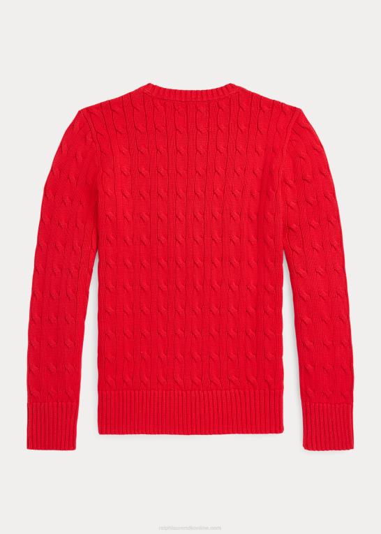 rl 2000 rød børn Ralph Lauren kabelstrikket bomuldstrøje Z426B6548