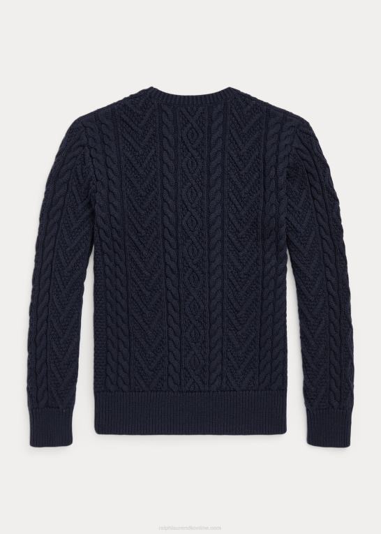 rl flåde børn Ralph Lauren aran-strikket sweater i bomuldsblanding Z426B6680