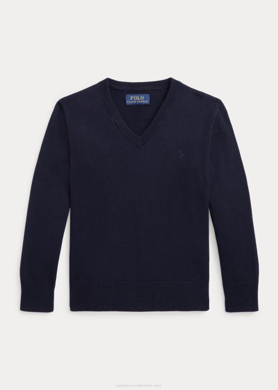 rl flåde børn Ralph Lauren bomuldstrøje med v-hals Z426B5863