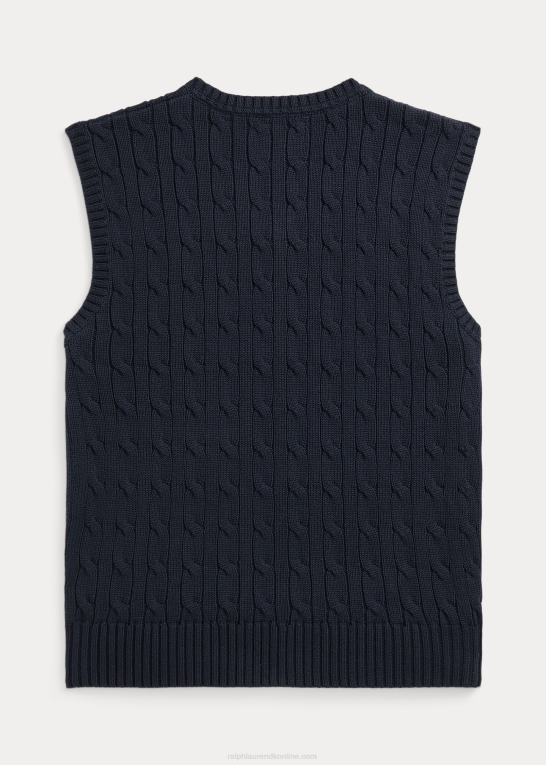 rl flåde børn Ralph Lauren kabelstrikket bomuldstrøjevest Z426B9899