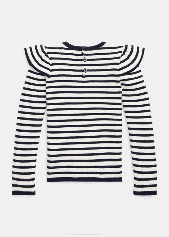rl flåde/klubhus creme børn Ralph Lauren stribet flæser bomuldstrøje Z426B7435