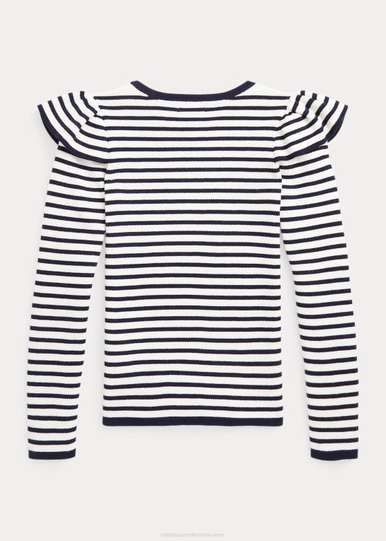 rl flåde/klubhus creme børn Ralph Lauren stribet flæser bomuldstrøje Z426B7594