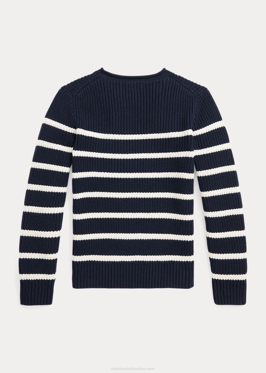 rl marine m/ejendomscreme børn Ralph Lauren stribet bomuldstrøje med rullekrave Z426B6679
