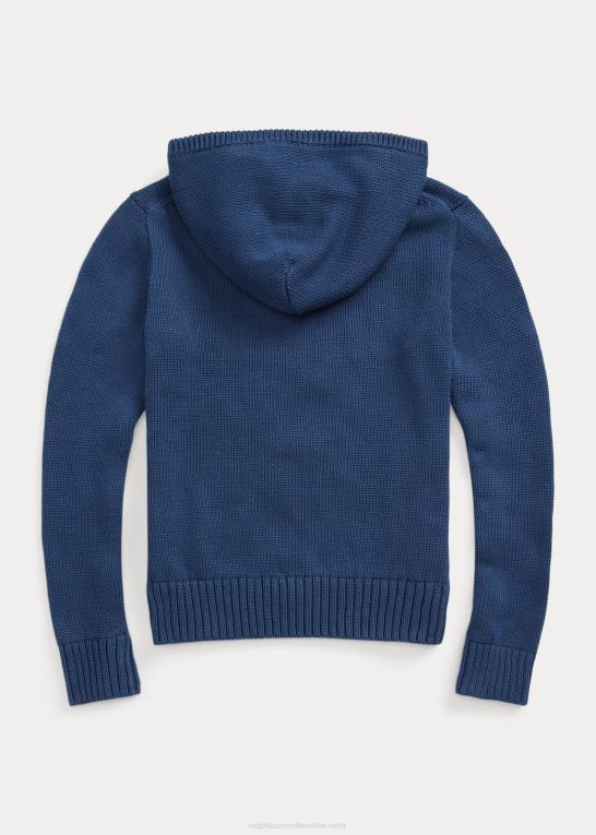 rustik blå børn Ralph Lauren polobjørn hættetrøje i bomuld Z426B7494