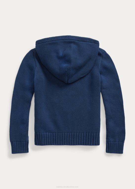 rustik blå børn Ralph Lauren polobjørn hættetrøje i bomuld Z426B9990