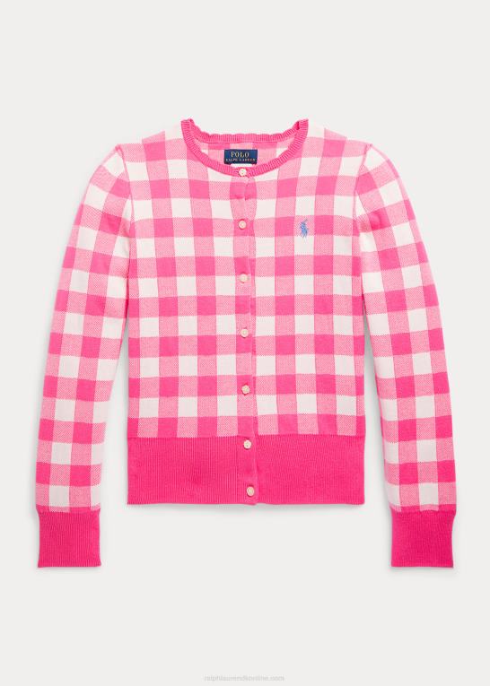 sart lyserød børn Ralph Lauren cardigan i gingham bomuld Z426B7132