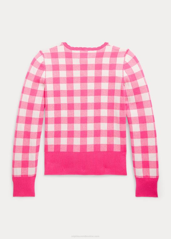 sart lyserød børn Ralph Lauren cardigan i gingham bomuld Z426B7132