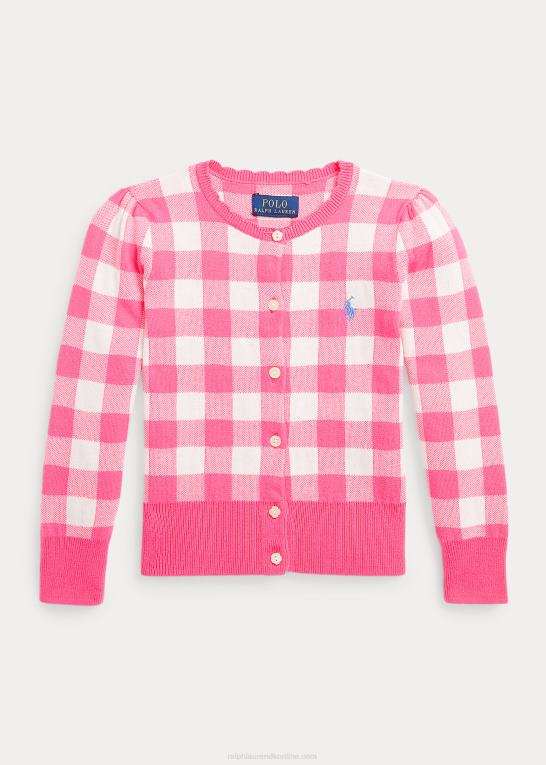sart lyserød børn Ralph Lauren cardigan i gingham bomuld Z426B9966