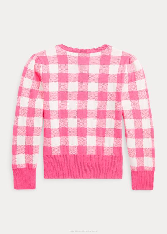 sart lyserød børn Ralph Lauren cardigan i gingham bomuld Z426B9966