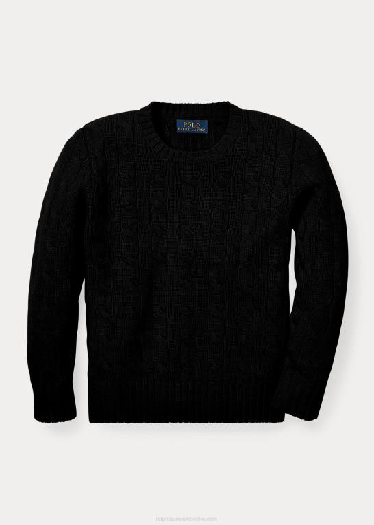 sort børn Ralph Lauren den ikoniske kabelstrikkede kashmirtrøje Z426B5726