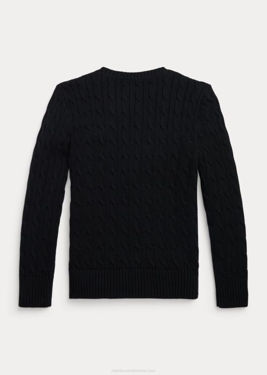 sort børn Ralph Lauren kabelstrikket bomuldstrøje Z426B6547