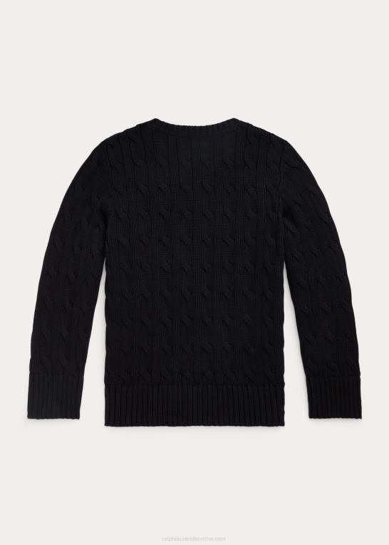 sort børn Ralph Lauren kabelstrikket bomuldstrøje Z426B9898