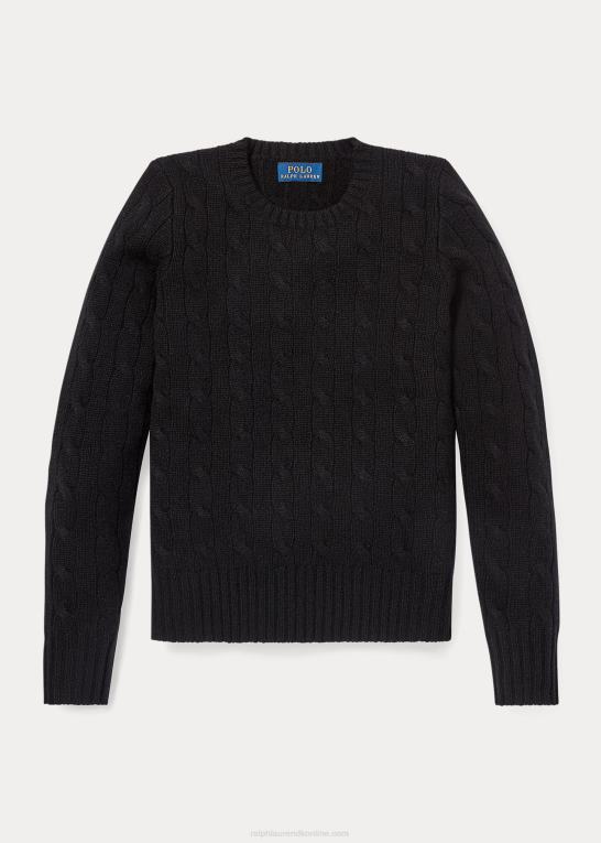 sort børn Ralph Lauren kabelstrikket kashmirtrøje Z426B7194