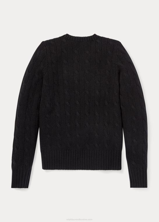sort børn Ralph Lauren kabelstrikket kashmirtrøje Z426B7194