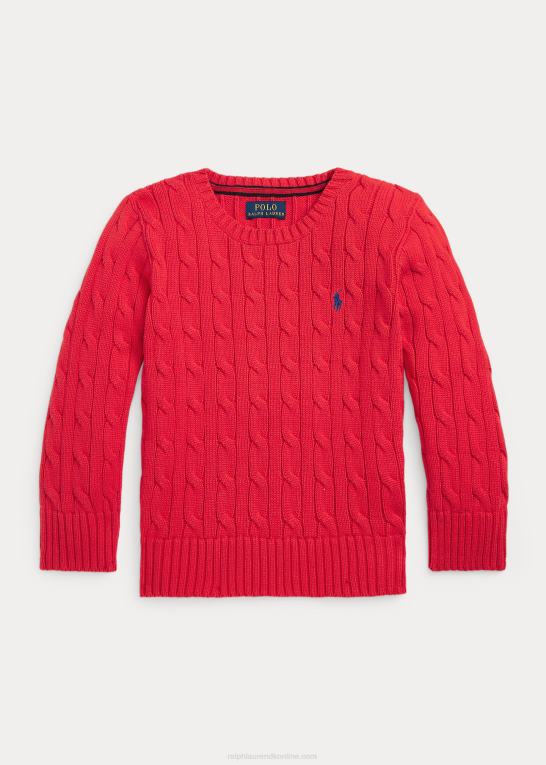 styrbord rød børn Ralph Lauren kabelstrikket bomuldstrøje Z426B6421