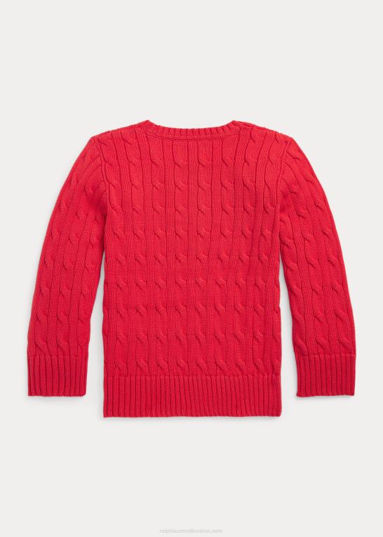 styrbord rød børn Ralph Lauren kabelstrikket bomuldstrøje Z426B6421